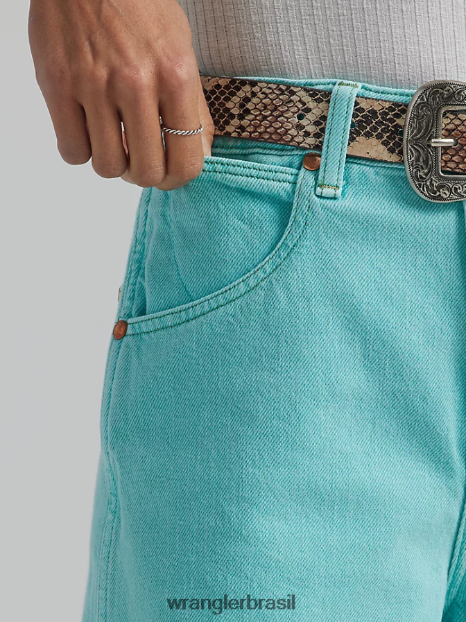 Wrangler short de corte de linha a de cintura alta aquário (112334596) mulheres roupas 00LN6N842