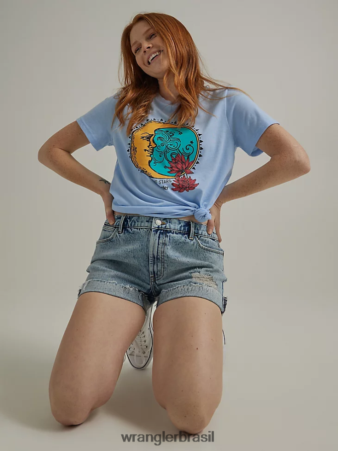 Wrangler short jeans destruído flores silvestres (112333497) mulheres roupas 00LN6N851