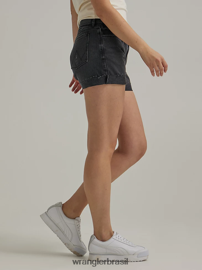 Wrangler short jeans destruído luar (112334745) mulheres roupas 00LN6N850