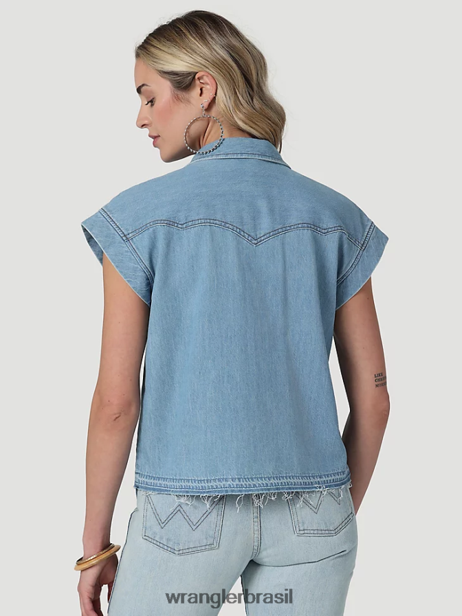 Wrangler top retrô xadrez sem mangas western snap vermelho pop (112329682) mulheres roupas 00LN6N896