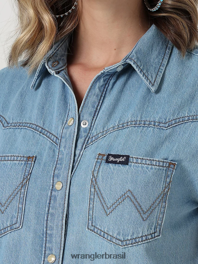 Wrangler top retrô xadrez sem mangas western snap vermelho pop (112329682) mulheres roupas 00LN6N896