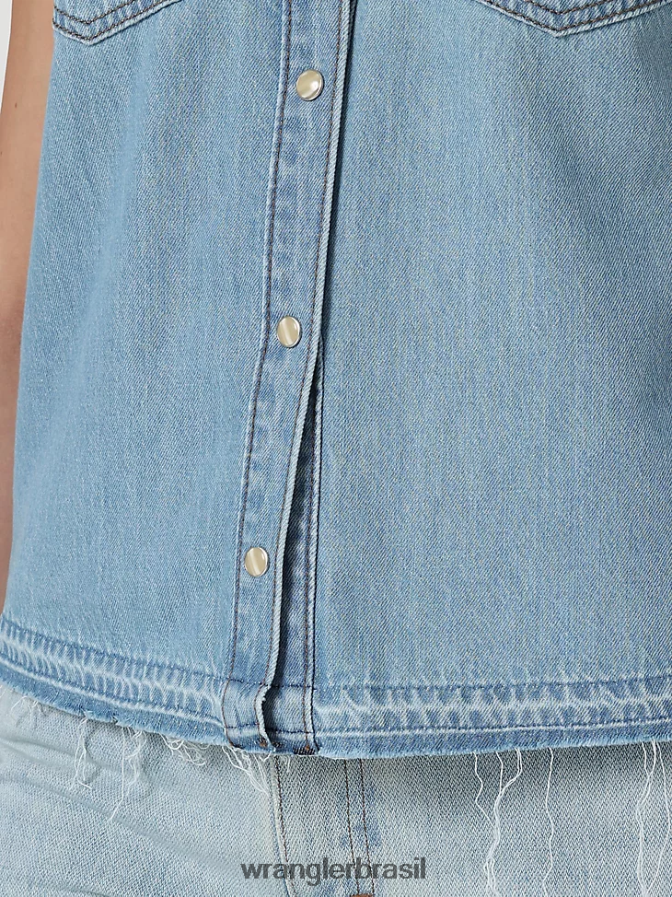 Wrangler top retrô xadrez sem mangas western snap vermelho pop (112329682) mulheres roupas 00LN6N896