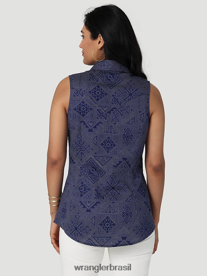 Wrangler top retrô xadrez sem mangas western snap vermelho pop (112329682) mulheres roupas 00LN6N896
