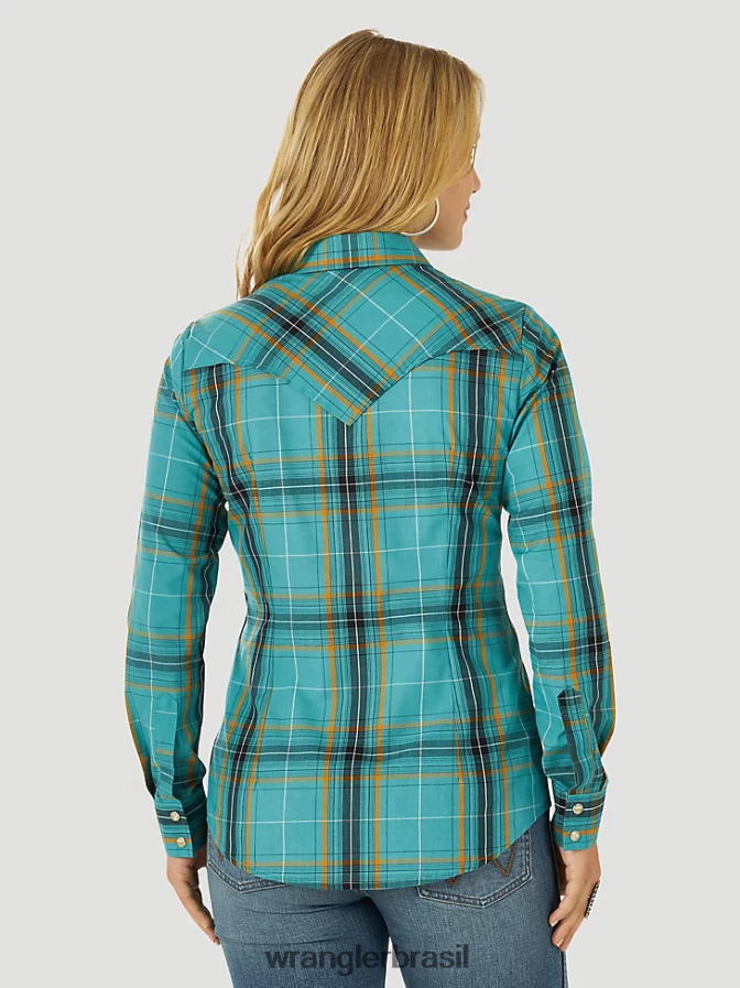 Wrangler top retrô xadrez sem mangas western snap vermelho pop (112329682) mulheres roupas 00LN6N896