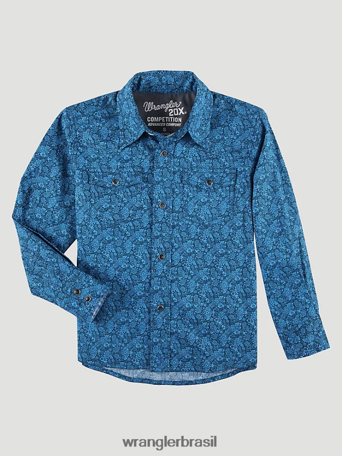 Wrangler Camisa com estampa ocidental de conforto avançado 20x azul floral (112324808) Rapazes roupas 00LN6N991