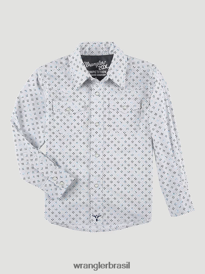 Wrangler Camisa com estampa ocidental de conforto avançado 20x quadrifólio azul (112324807) Rapazes roupas 00LN6N990