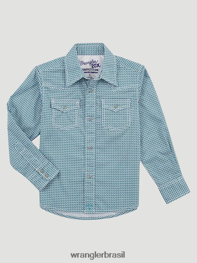 Wrangler Camisa com estampa ocidental de conforto avançado 20x zague azul (112317146) Rapazes roupas 00LN6N992