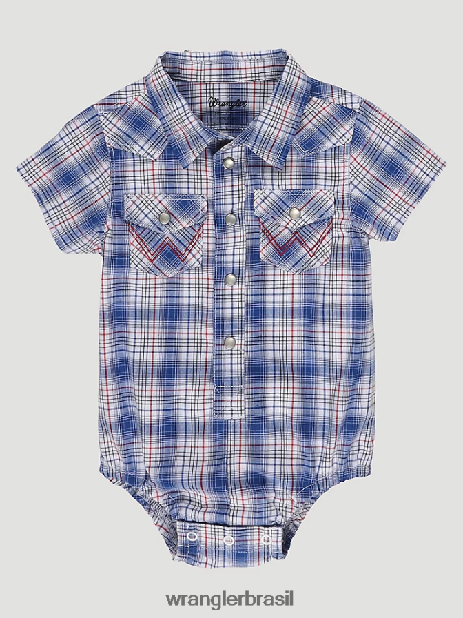 Wrangler body de manga curta western snap marinha piquenique (112329292) Rapazes roupas 00LN6N1070