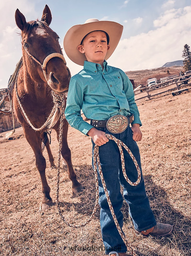 Wrangler calça jeans original com corte cowboy índigo pré-lavado (13mwzbp) Rapazes roupas 00LN6N935
