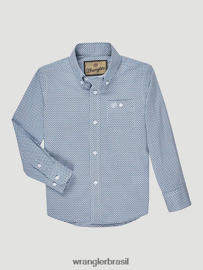 Wrangler camisa clássica com estampa de botões cruz do mar azul (112327840) Rapazes roupas 00LN6N1026