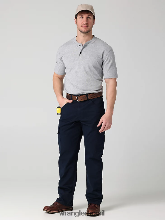 Wrangler calça cargo de sarja de trabalho safira escura (112320219) homens roupas 00LN6N690