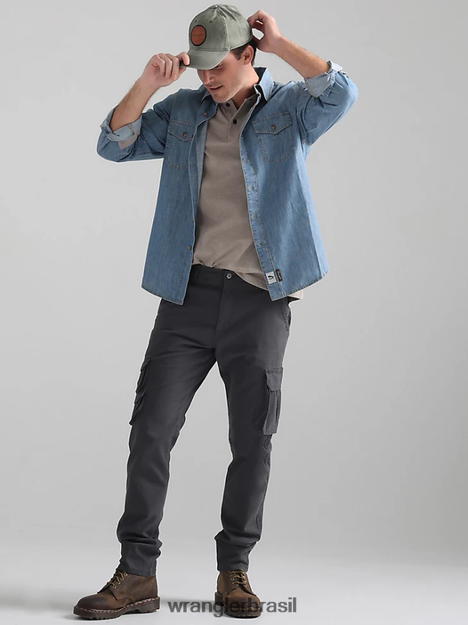 Wrangler calça cargo flex cônica asfalto (70dywas) homens roupas 00LN6N225