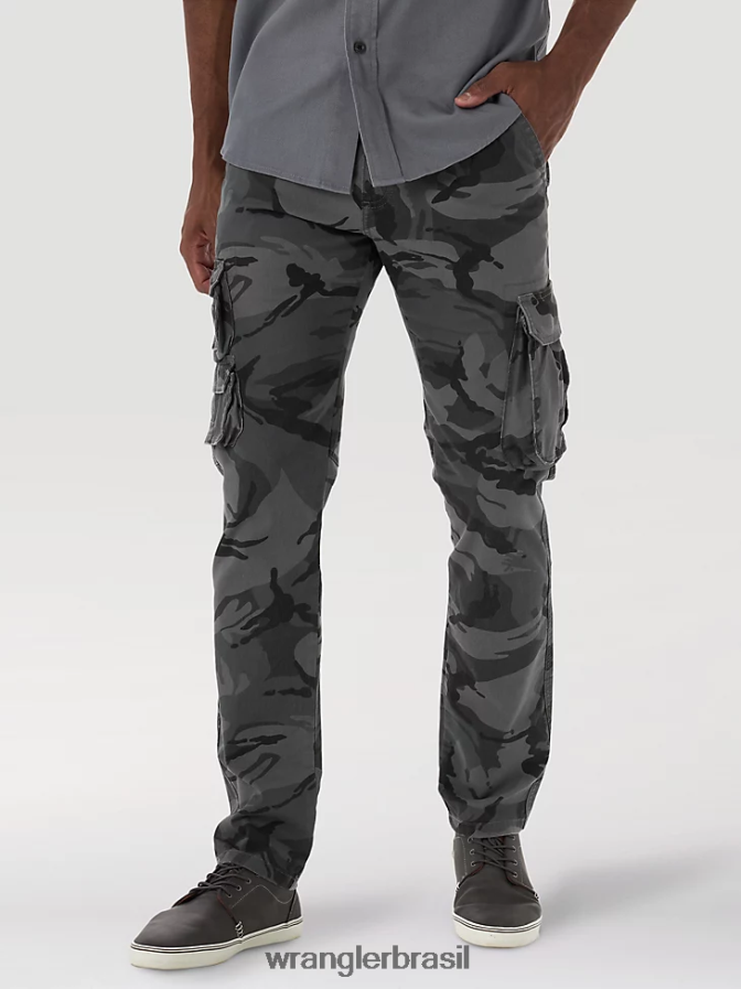 Wrangler calça cargo flex cônica camuflagem antracite (70dywgl) homens roupas 00LN6N227
