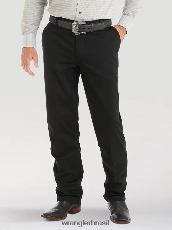 Wrangler calça casual casual com frente plana e relaxada preto (00096bk) homens roupas 00LN6N260