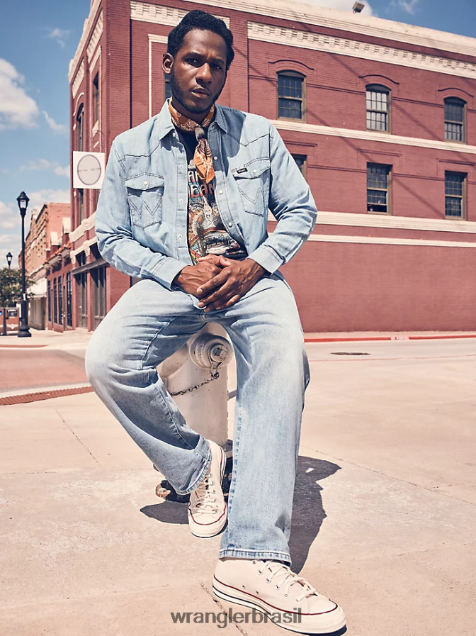 Wrangler calça jeans Heritage Redding solta azul do sol (112318428) homens roupas 00LN6N187