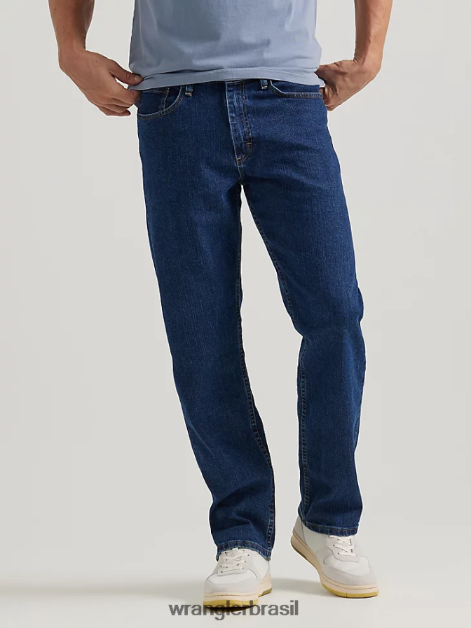 Wrangler calça jeans authentics relax fit comfort flex lavagem de pedra escura (zm3csds) homens roupas 00LN6N198