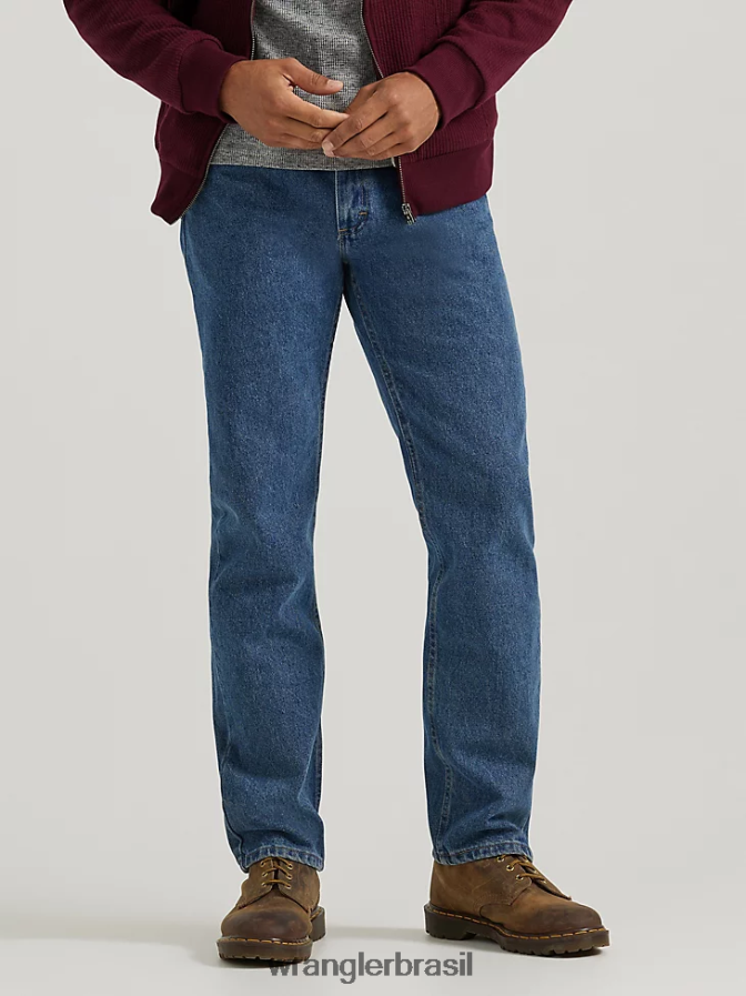 Wrangler calça jeans cinco estrelas premium denim regular fit lavagem de pedra escura (96501ds) homens roupas 00LN6N91
