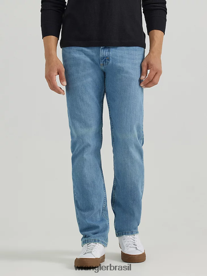 Wrangler calça jeans flex regular fit autêntica luz de lavagem de pedra (10zm100sf) homens roupas 00LN6N128