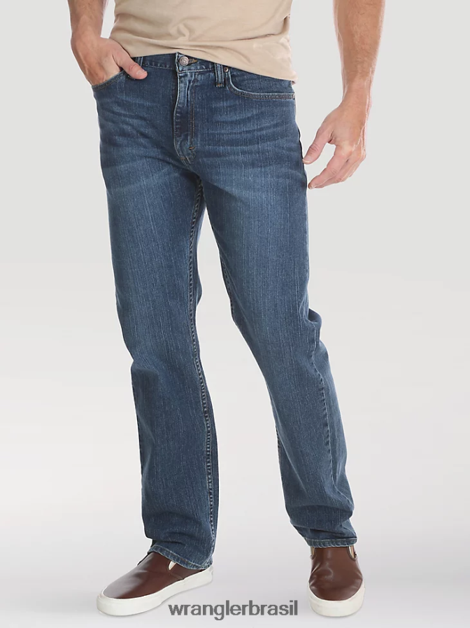 Wrangler calça jeans flex regular fit autêntica oceano azul (10zm100bn) homens roupas 00LN6N127