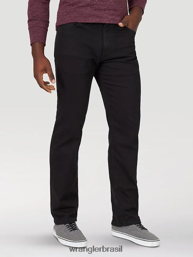 Wrangler calça jeans flex regular fit autêntica preto (10zm100fb) homens roupas 00LN6N129
