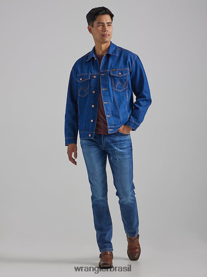 Wrangler calça jeans larga larston desgastado escuramente (112335474) homens roupas 00LN6N59