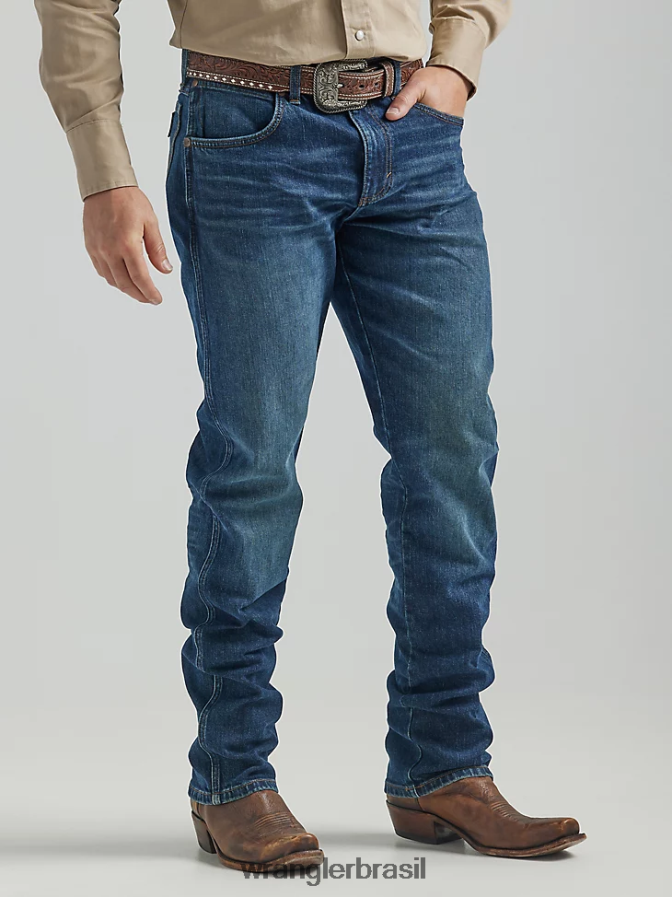 Wrangler o jeans retro premium: slim straight painel azul (112325786) homens roupas 00LN6N74