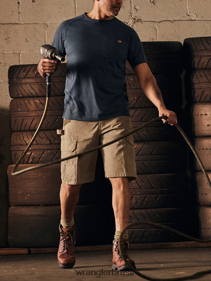 Wrangler roupa de trabalho ranger cargo curta cáqui escuro (112337741) homens roupas 00LN6N602