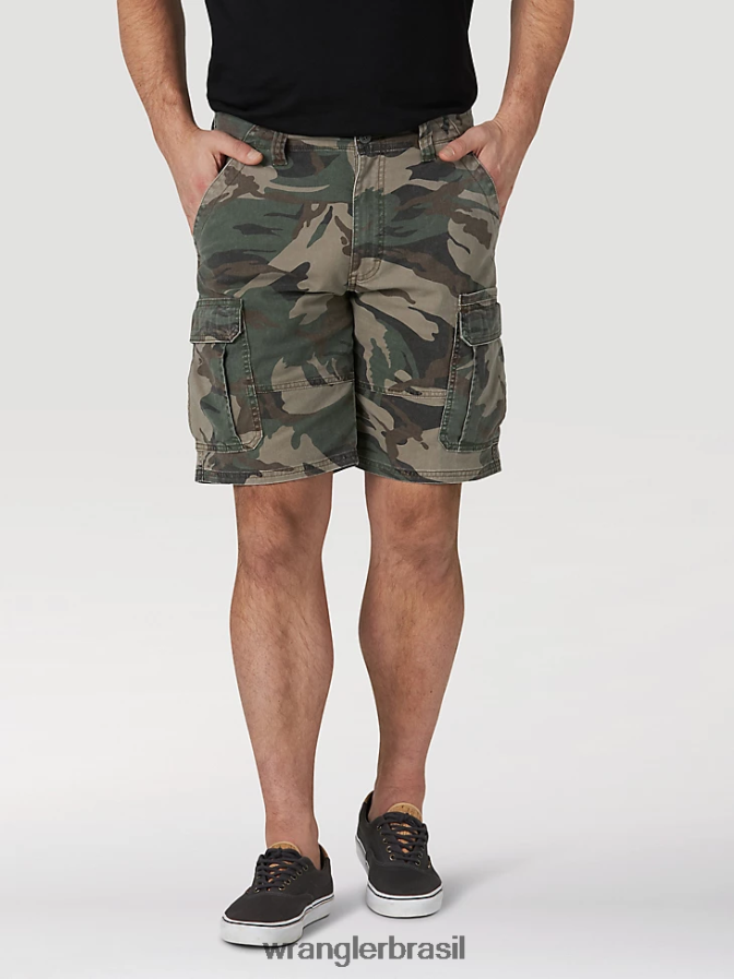 Wrangler short cargo stretch autêntico camuflagem verde (10zm6acgb) homens roupas 00LN6N561