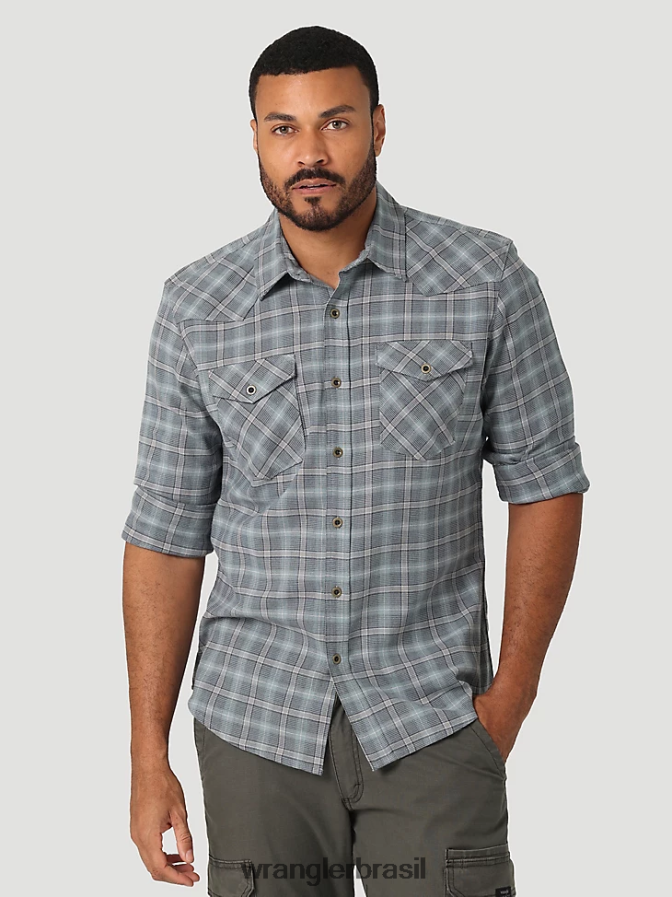 Wrangler camisa de flanela nuvem livre para esticar chumbo (112324446) homens roupas 00LN6N386