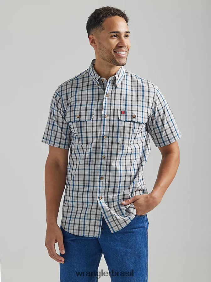 Wrangler camisa de trabalho xadrez riggs workwear chuva torrencial (112325152) homens roupas 00LN6N672