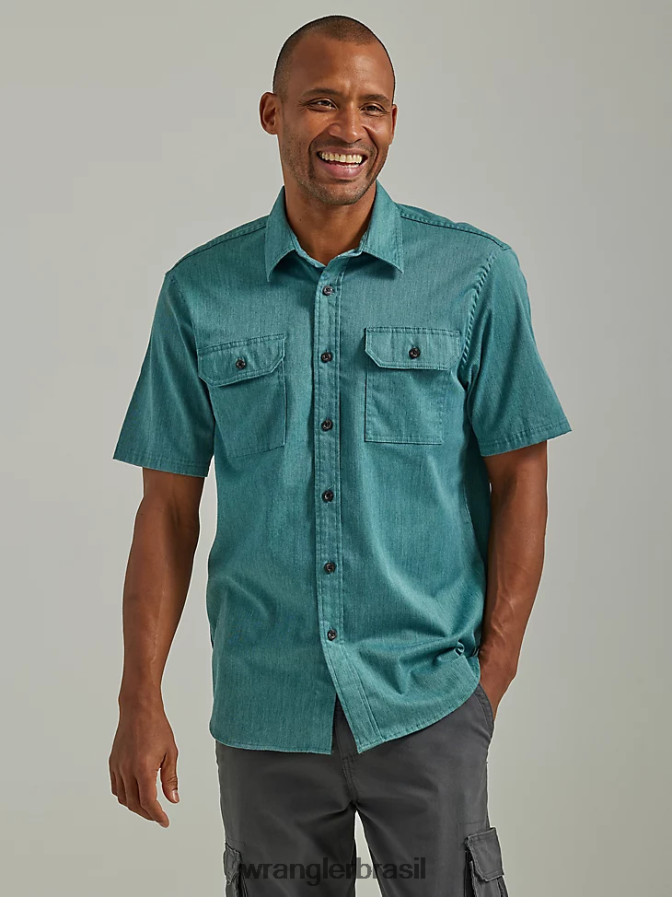 Wrangler camisa épica de sarja soft flex Pacífico (112330780) homens roupas 00LN6N359