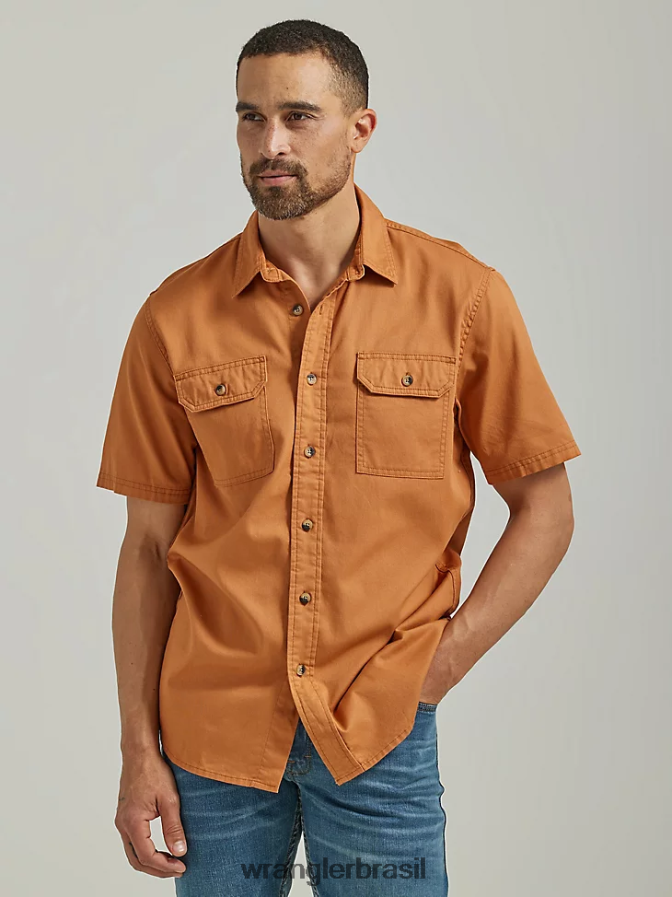 Wrangler camisa épica de sarja soft flex avelã (112330921) homens roupas 00LN6N355
