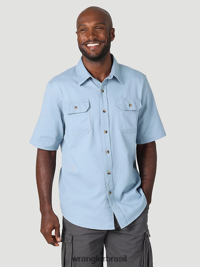 Wrangler camisa épica de sarja soft flex azul desbotado (112315227) homens roupas 00LN6N361