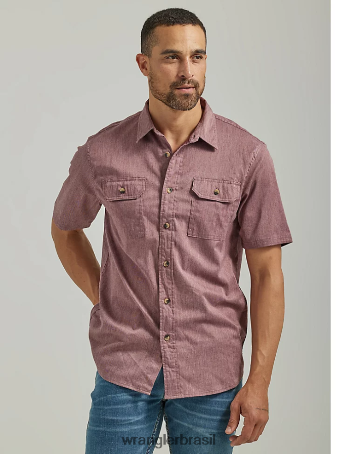 Wrangler camisa épica de sarja soft flex urze zibelina (112333277) homens roupas 00LN6N358