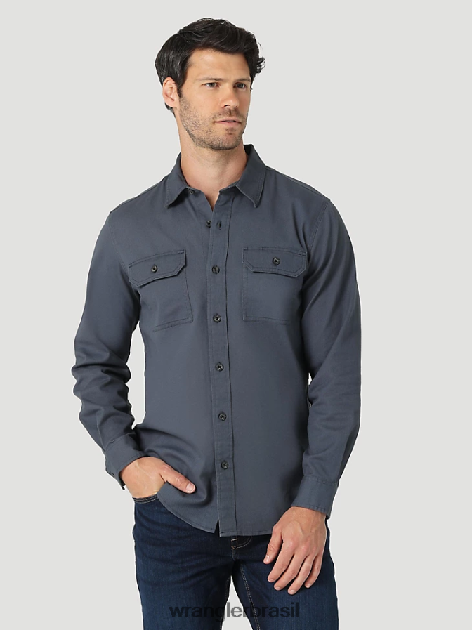 Wrangler camisa sarja/jeans manga longa ombre azul (112324399) homens roupas 00LN6N374