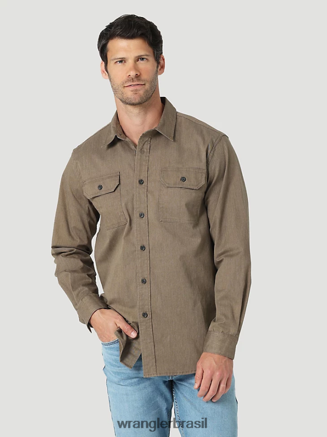 Wrangler camisa sarja/jeans manga longa urze teca (112324408) homens roupas 00LN6N376