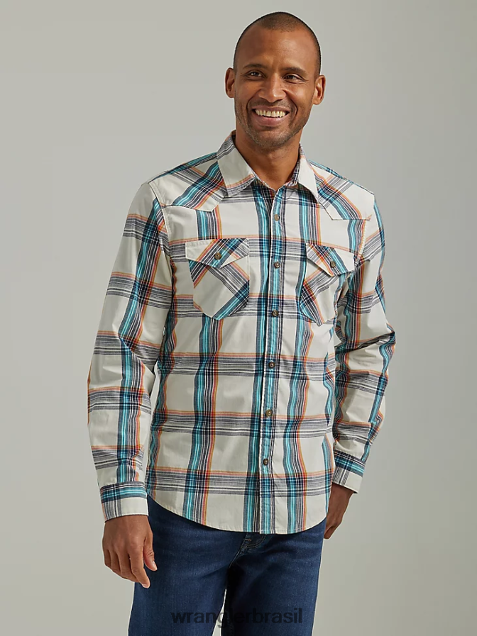 Wrangler camisa xadrez com lavagem cowboy querido (112330929) homens roupas 00LN6N411