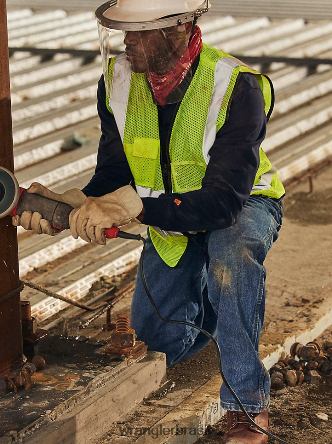 Wrangler riggs workwear fr camisa de trabalho sólida em sarja resistente a chamas marinha (fr3w01n) homens roupas 00LN6N402