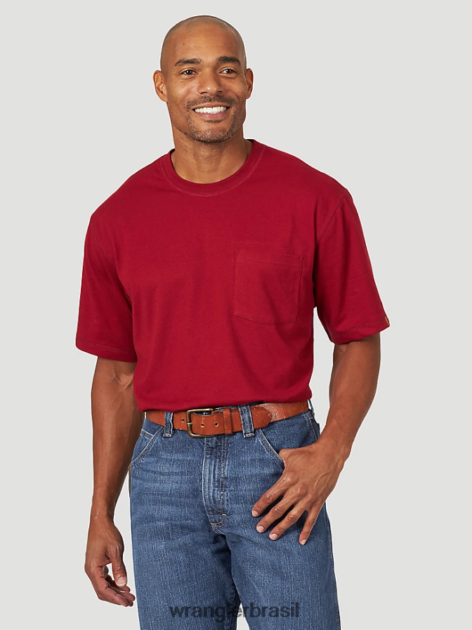 Wrangler Riggs Workwear Camiseta de desempenho de manga curta com 1 bolso groselha vermelha (3w701cr) homens roupas 00LN6N276