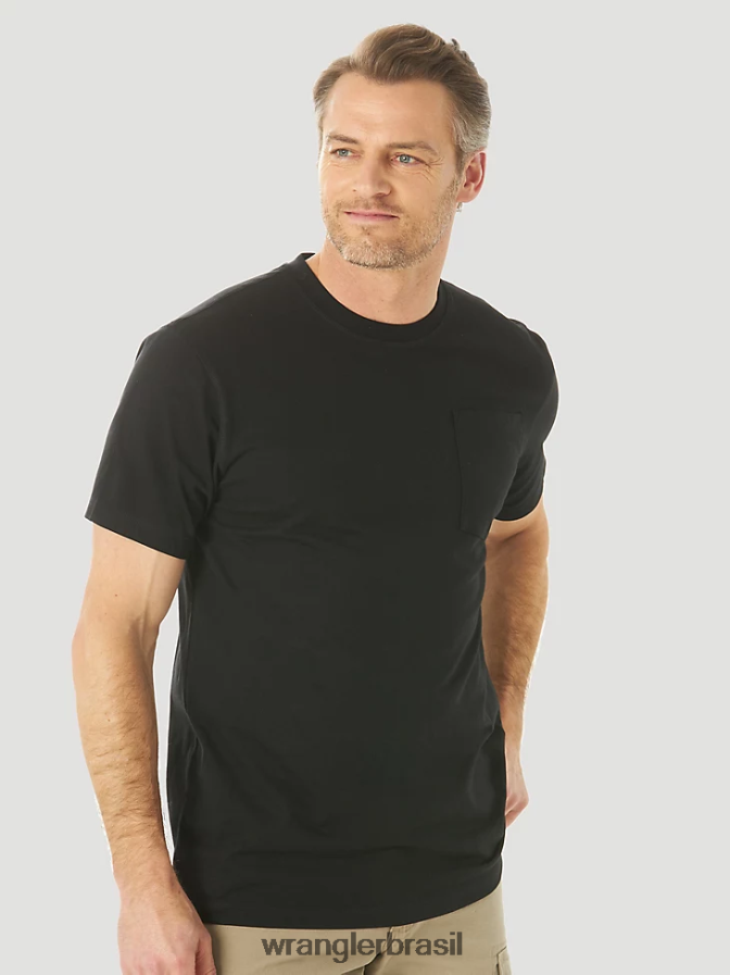 Wrangler Riggs Workwear Camiseta de desempenho de manga curta com 1 bolso preto (3w701bk) homens roupas 00LN6N277