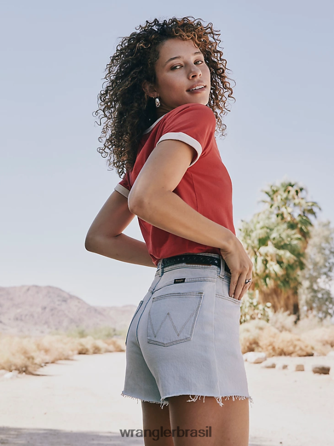 Wrangler short cintura alta no meio da coxa sonho azul (112333794) mulheres roupas 00LN6N825