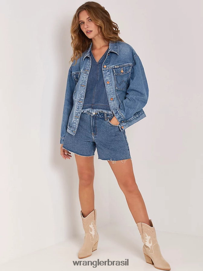 Wrangler short cintura alta no meio da coxa topázio (112333477) mulheres roupas 00LN6N827