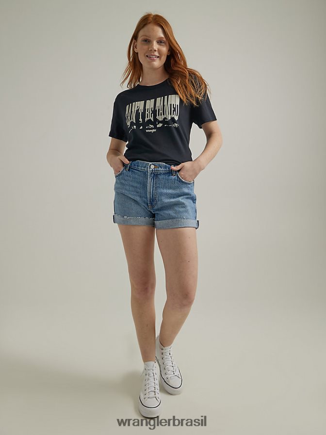 Wrangler short jeans destruído calêndula (112333496) mulheres roupas 00LN6N849