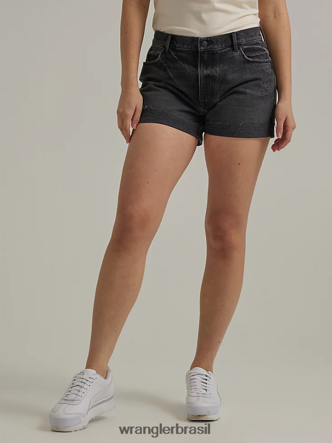 Wrangler short jeans destruído luar (112334745) mulheres roupas 00LN6N850