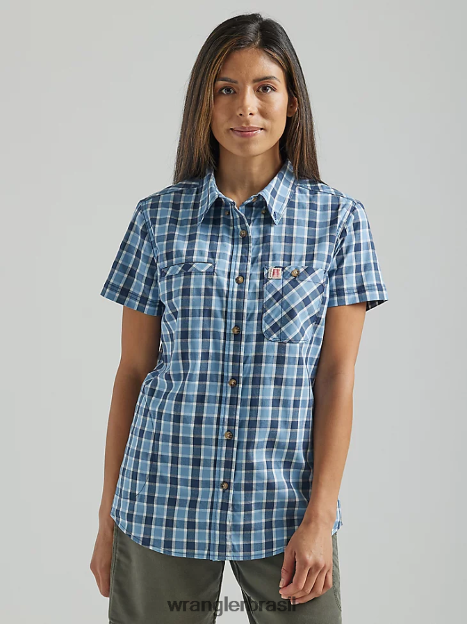 Wrangler riggs workwear camisa de manga curta Foreman com botões azul profundo (112325690) mulheres roupas 00LN6N907