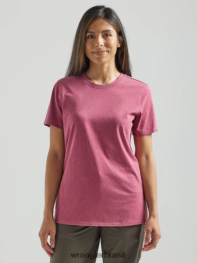 Wrangler camiseta de desempenho de manga curta riggs workwear rosa seca (112325043) mulheres roupas 00LN6N879